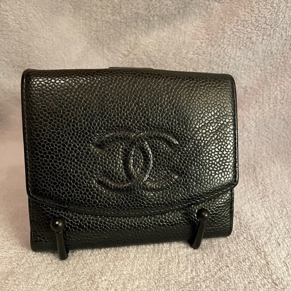 Chanel Black Caviar Timeless CC Compact Wallet